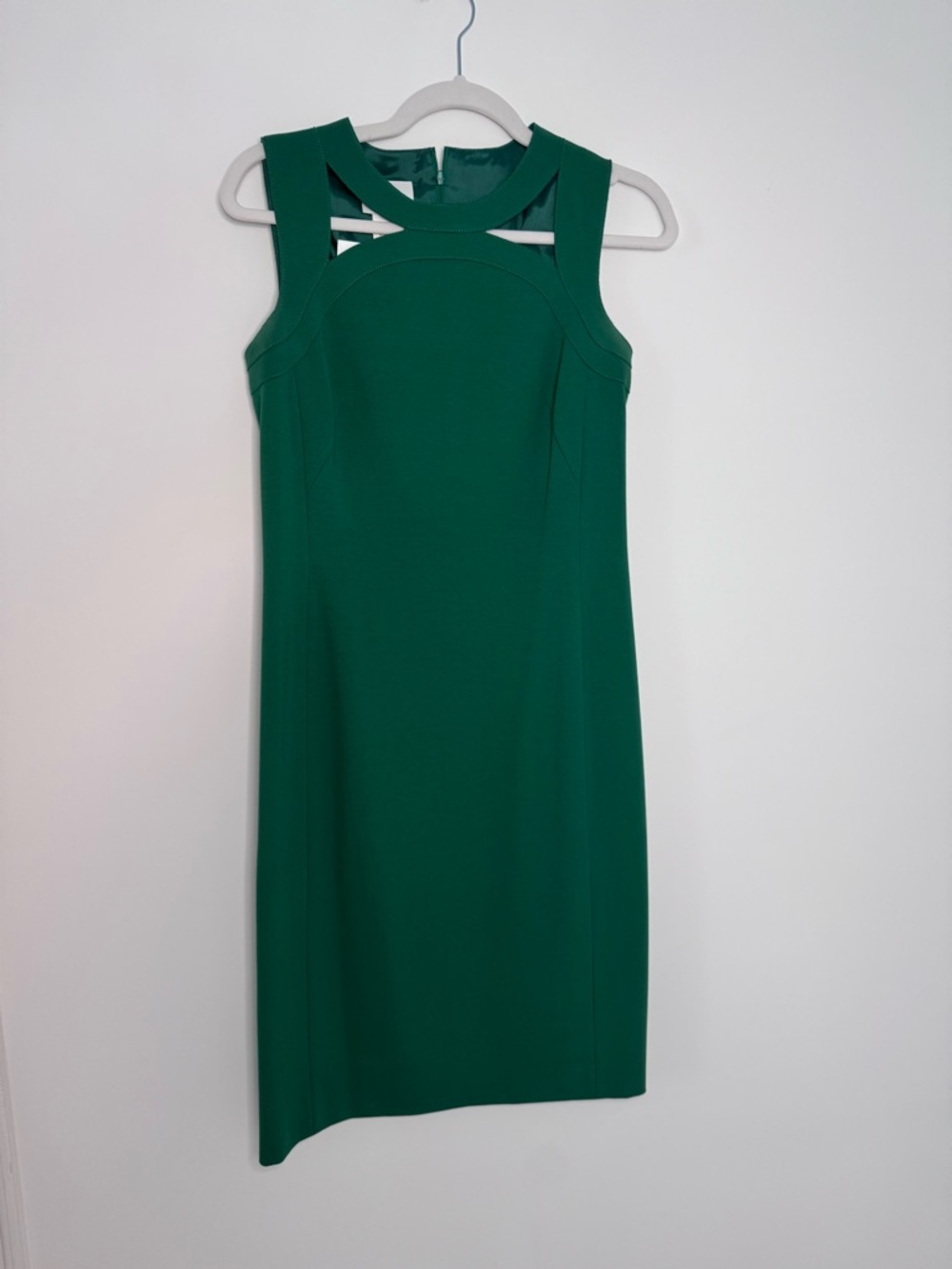 Akris Punto Emerald Green Midi Sheath Dress with Cutout Detail